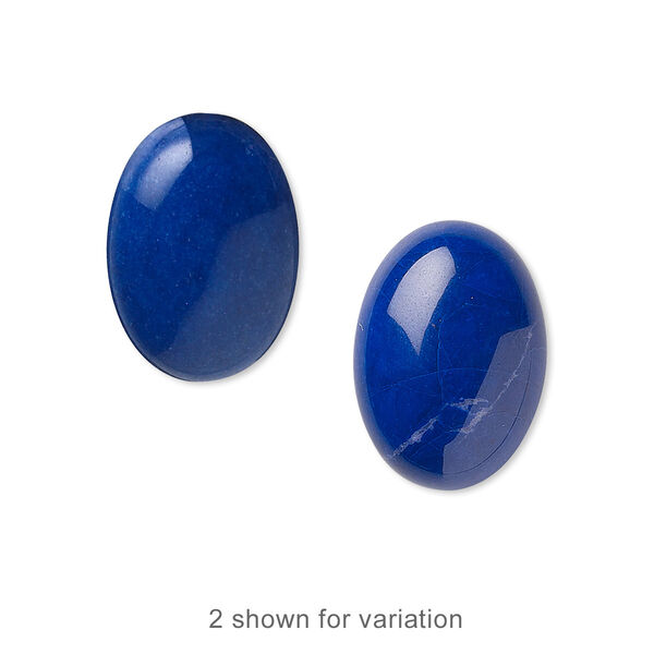 Cabochon, howlite (dyed), lapis blue, 18x13mm calibrated oval, B grade, Mohs hardness 3 to 3-1/2. Sold per pkg of 4. image number 0
