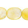 Mother-of-pearl shell 1pkg1, flat oval bead 15 inch golden yellow 23x19mm-24x19mm image number 0