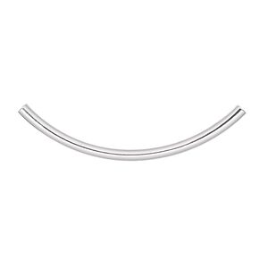 Bead, silver-plated brass, 38x2mm curved tube. Sold per pkg of 10.