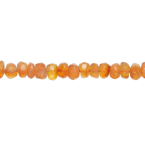 Carnelian 1pkg1, hand-cut tumbled faceted rondelle bead, light 13 inch 5x2mm-6x5mm image number 0