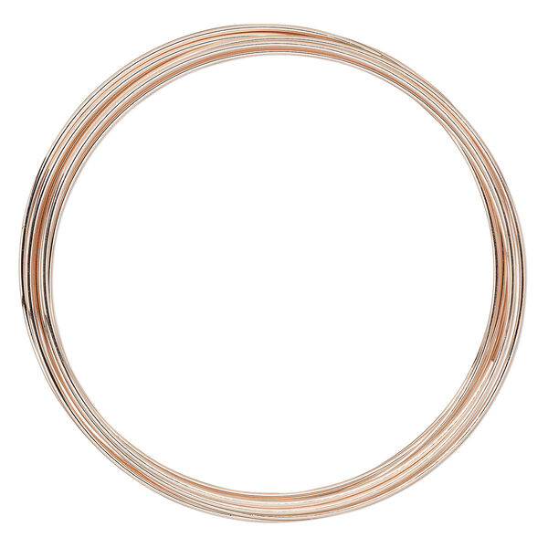 Memory wire, Beadalon®, rose gold-plated carbon steel, 2.25-2.63 inch round bracelet, 1mm thick extra heavy duty. Sold per 0.5-ounce pkg, approximately 9 loops. image number 0
