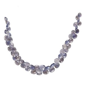Iolite 1pkg1, hand-cut top-drilled faceted puffed teardrop bead natural 8 inch graduated 5-9mm
