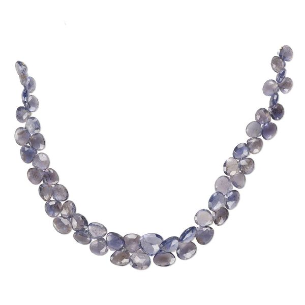Iolite 1pkg1, hand-cut top-drilled faceted puffed teardrop bead natural 8 inch graduated 5-9mm image number 0
