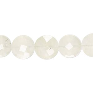 Prehnite 1pkg1, hand-cut faceted puffed flat round bead natural 8 inch 10-12mm