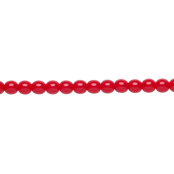 Bead, Czech glass druk, opaque red, 4mm round. Sold per 15-1/2" to 16" strand. image number 0