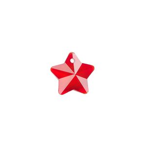Drop, glass, transparent red, 13mm star. Sold per pkg of 10.