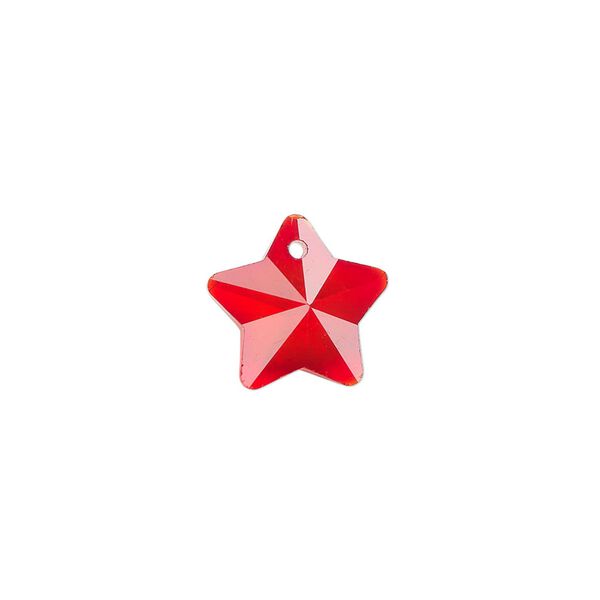 Drop, glass, transparent red, 13mm star. Sold per pkg of 10. image number 0
