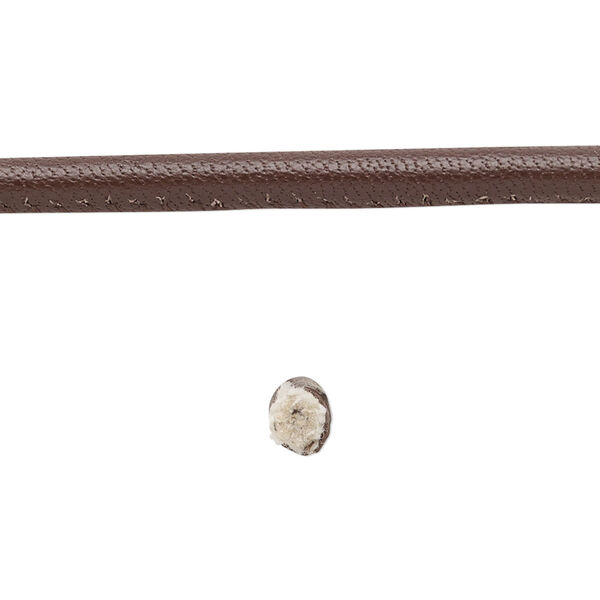 Cord, leather and cotton (dyed), brown, 4mm zigzag-stitched round. Sold per 1-yard section. image number 0