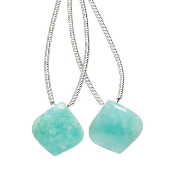 Amazonite 1pkg2, hand-cut top-drilled puffed teardrop bead natural B grade, 14x14mm image number 0