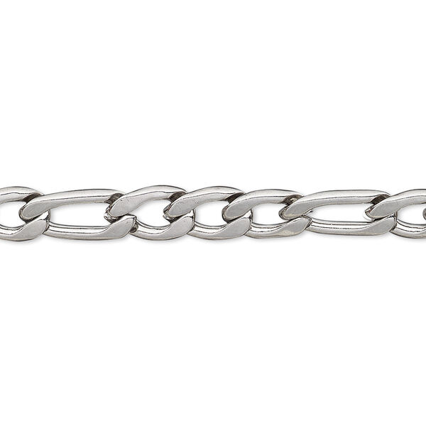Chain, stainless steel, 6.25mm figaro. Sold per pkg of 5 feet. image number 0