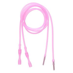 Necklace cord, silicone, translucent pink, 2.2-2.5mm wide, 18 inches with snap closure. Sold per pkg of 4.