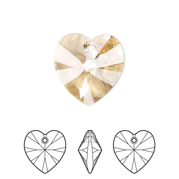 Drop 24pk crystal golden shadow, Crystal Passions® 18mm pendant heart 6228 image number 0