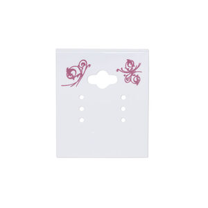 Earring card, PVC plastic, opaque white and purple, 2x1-1/2 inch square with butterfly design. Sold per pkg of 100.