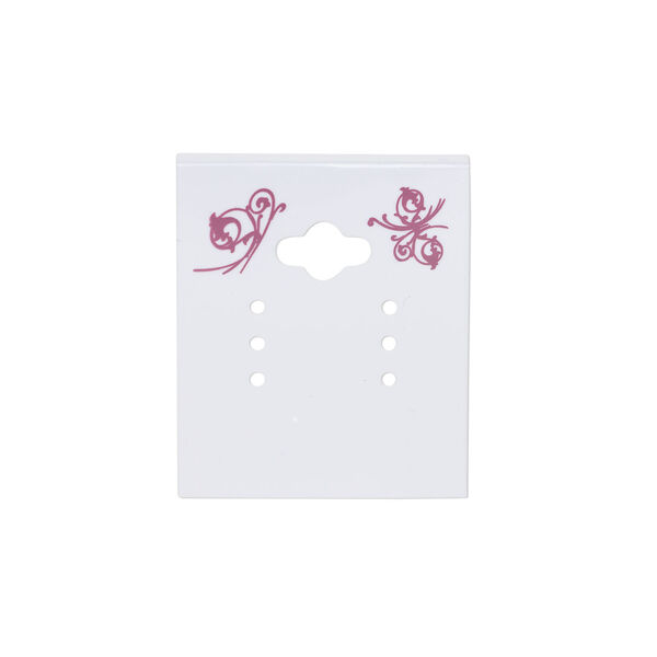 Earring card, PVC plastic, opaque white and purple, 2x1-1/2 inch square with butterfly design. Sold per pkg of 100. image number 0