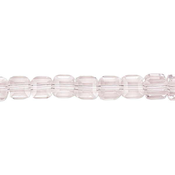 Bead 1pk 18 facets transparent pink, Celestial Crystal® 6mm cube 15.5-16 inch image number 0