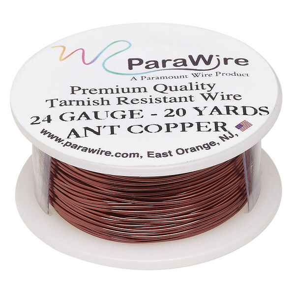 Wire, ParaWire™, antiqued copper, round, 24 gauge. Sold per 20-yard spool. image number 0