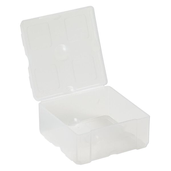 Organizer, Dot Box™, plastic, clear, 2-1/2 x 2-1/2 x 1-1/4 inch rectangle with pop-up lid. Sold individually. image number 1