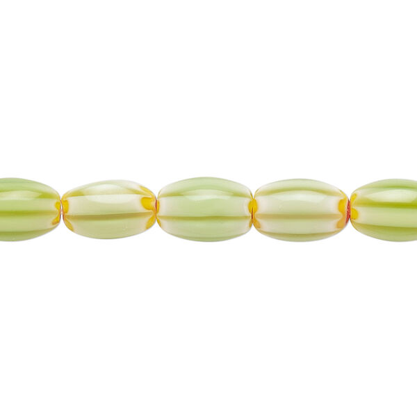 Bead, millefiori glass, translucent multicolored, 10x7mm-12x7mm barrel with flower design. Sold per 14-inch strand. image number 0