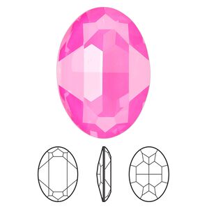 Fancy stone 1pk crystal electric pink ignite LacquerPRO, Crystal Passions® 30x22mm oval 4127