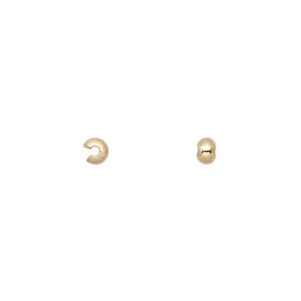 Crimp cover, gold-plated brass, 3mm round. Sold per pkg of 500. image number 0