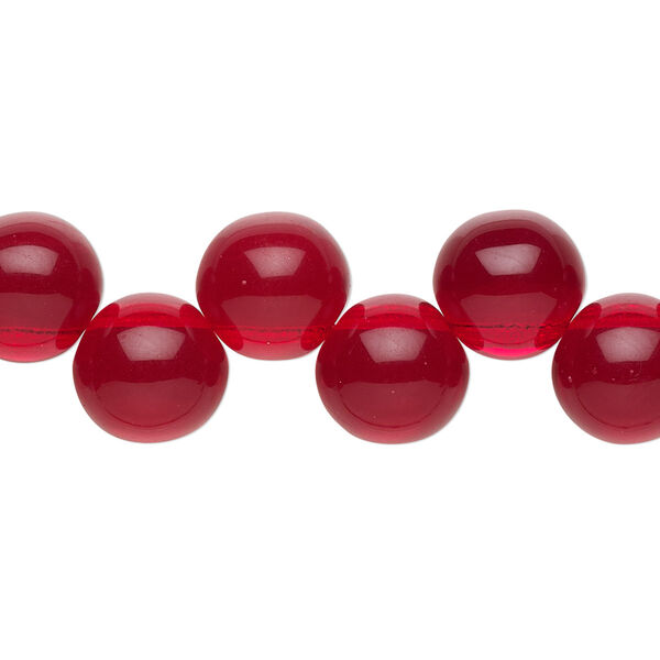Bead, Preciosa, Czech pressed glass druk, transparent red, 10mm top-drilled round. Sold per pkg of 10. image number 0