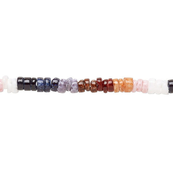 Bead, litub shell (dyed), pastel earth tone, 3x1mm-4x3mm hand-cut heishi, Mohs hardness 3-1/2. Sold per 24-inch strand. image number 0