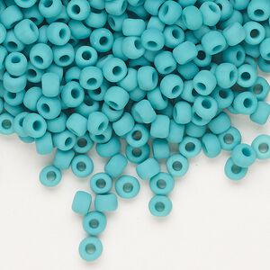 Seed bead, Dyna-Mites™, glass, opaque matte turquoise blue, #6 round. Sold per 1/2 kilogram pkg.