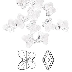 Bead 12pk crystal, Crystal Passions® 8x7mm butterfly 5754