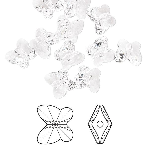 Bead 12pk crystal, Crystal Passions® 8x7mm butterfly 5754 image number 0