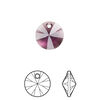 Drop 12pk amethyst, Crystal Passions® 12mm pendant mini disk 6428 image number 0