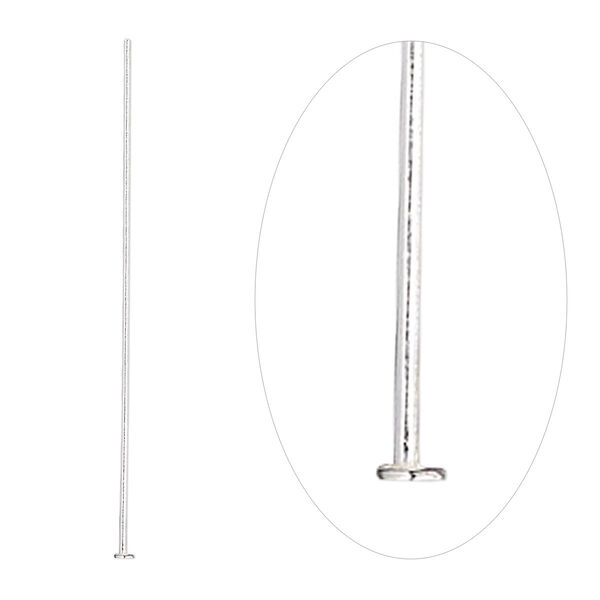 Head pin, sterling silver, 1-1/2 inches, 24 gauge. Sold per pkg of 10. image number 0