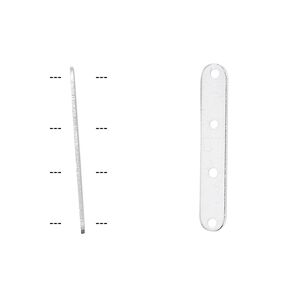 Spacer bar, silver-plated brass, 24x4mm 4-strand, fits up to 8mm bead. Sold per pkg of 100.