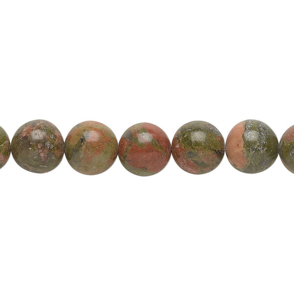Bead, unakite (natural), 8mm round, B grade, Mohs hardness 6 to 7. Sold per 15-1/2" to 16" strand. image number 0