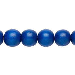 Bead 1pkg1, Taiwanese cheesewood (dyed / waxed), dark blue, 9-10 round, 15-1/2 to 16 inches.
