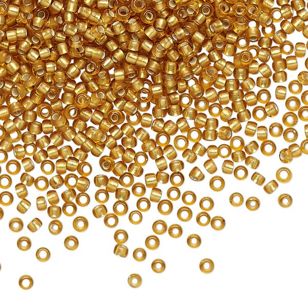 Seed bead, TOHO BEADS®, glass, pkg/7.5g, #11 round, translucent silver-lined frosted dark topaz (TR-11-22CF). image number 0