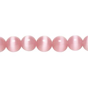 Bead, cat's eye glass (fiber optic glass), light pink, 8mm round, quality grade. Sold per 15-1/2" to 16" strand.