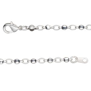 Chain 1pkg1 silver-plated round link, 2.5mm / lobster claw clasp, brass 18 inch