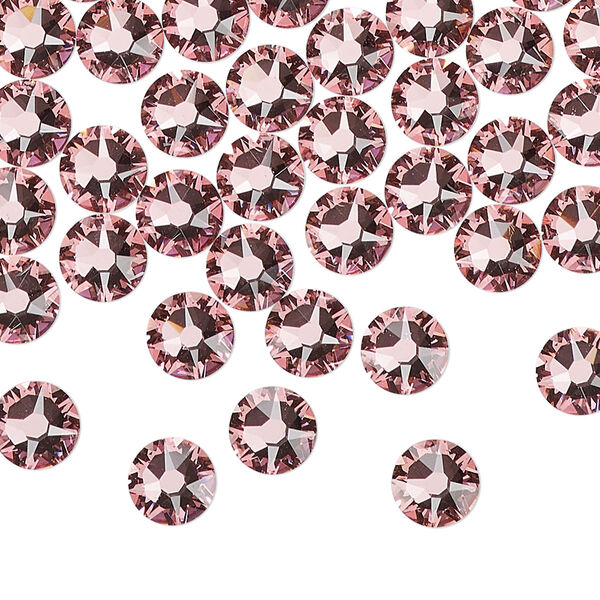 Flat back 144pk light rose foil back, Crystal Passions® 6.32-6.5mm rose round SS30 2088 image number 0
