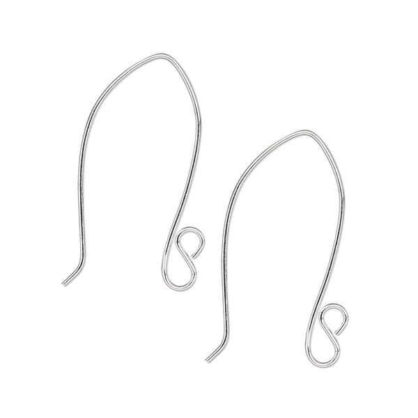 Ear wire, silver-plated brass, 35mm marquise with open loop, 19 gauge. Sold per pkg of 10 pairs. image number 0