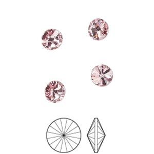 Chaton 12pk light rose foil back, Preciosa MAXIMA Czech crystal rhinestone 6.14-6.32mm rivoli SS29