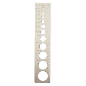Bead sizer, chrome-plated carbon steel, 6-1/2 x 1-1/4" ruler. Sold individually.