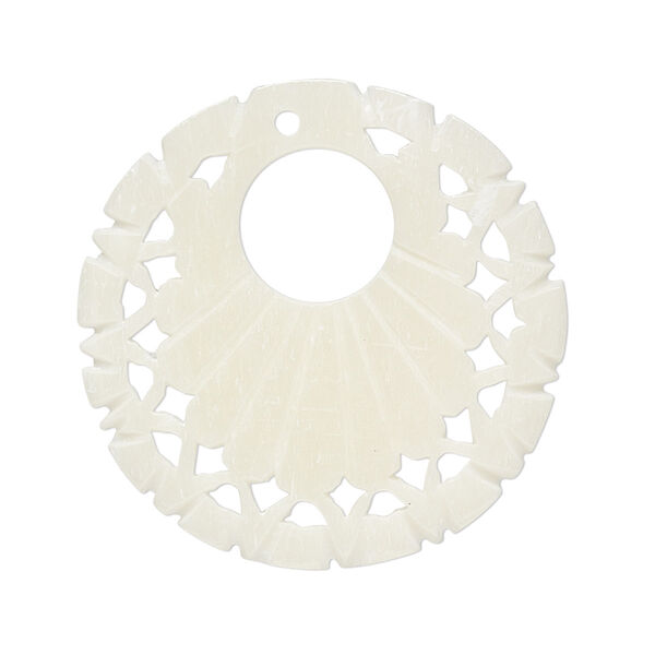 Focal, bone (bleached), white, 33mm hand-carved single-sided flat round go-go, Mohs hardness 2-1/2. Sold per pkg of 2. image number 0