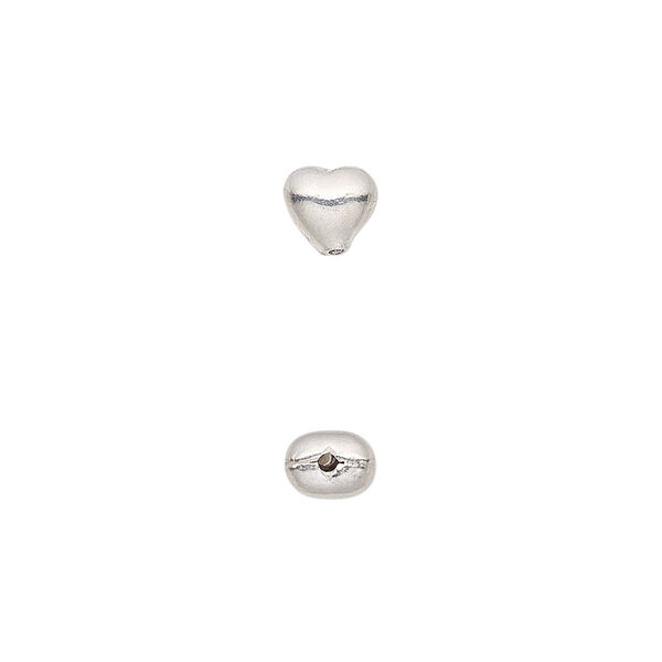 Bead, sterling silver, 6mm puffed heart. Sold per pkg of 2. image number 0