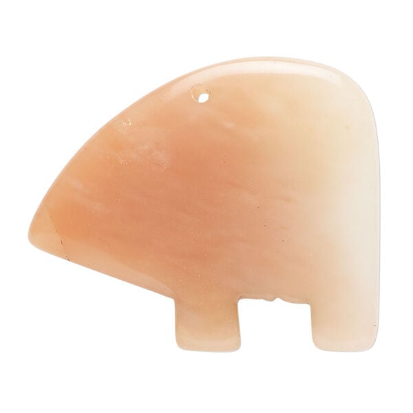 Peach aventurine 1pkg1, top-drilled and half-drilled Zuni-style bear focal natural, 34x23mm-38x30mm image number 1