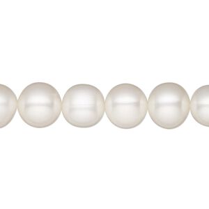 Pearl, White Lotus™, cultured freshwater (bleached), white, 9-10mm semi-round, B grade. Sold per 15-1/2" to 16" strand.