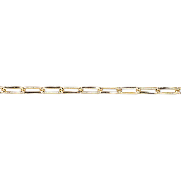 Chain, gold-finished brass, 2.4mm paperclip. Sold per pkg of 5 feet. image number 0