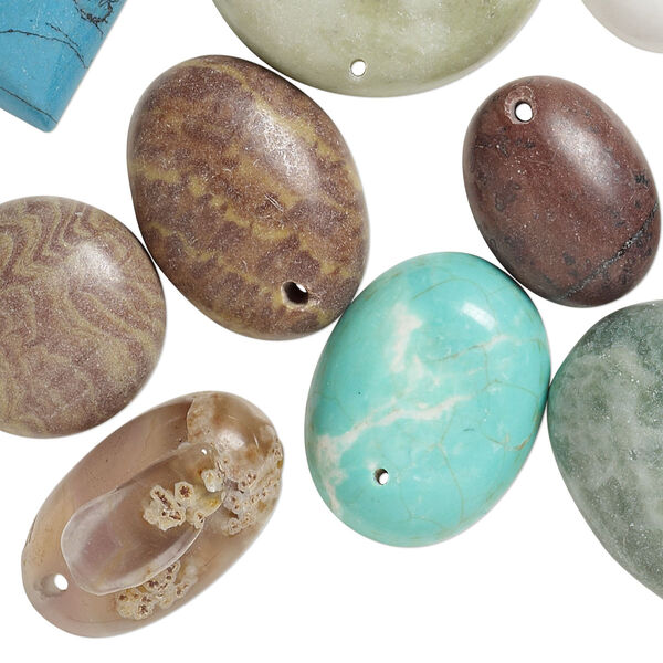 Multi-gemstone / glass 1pkg10, mixed shape drop mix 14x14mm-25mm image number 2