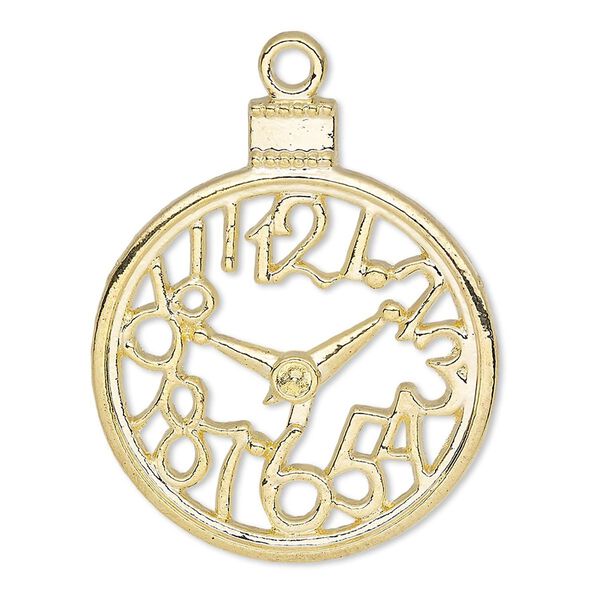 Focal, gold-finished "pewter" (zinc-based alloy), 35x30mm single-sided open clock face. Sold per pkg of 6. image number 0