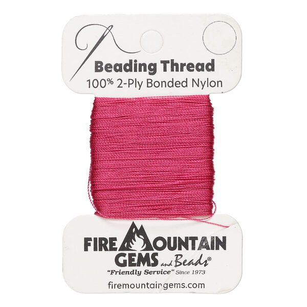 Thread, nylon, fuchsia, size AA. Sold per 50-yard card. image number 0