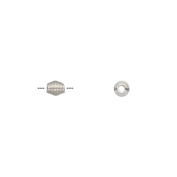 Bead, silver-finished steel, 4.5x4mm coiled double cone. Sold per pkg of 10. image number 0